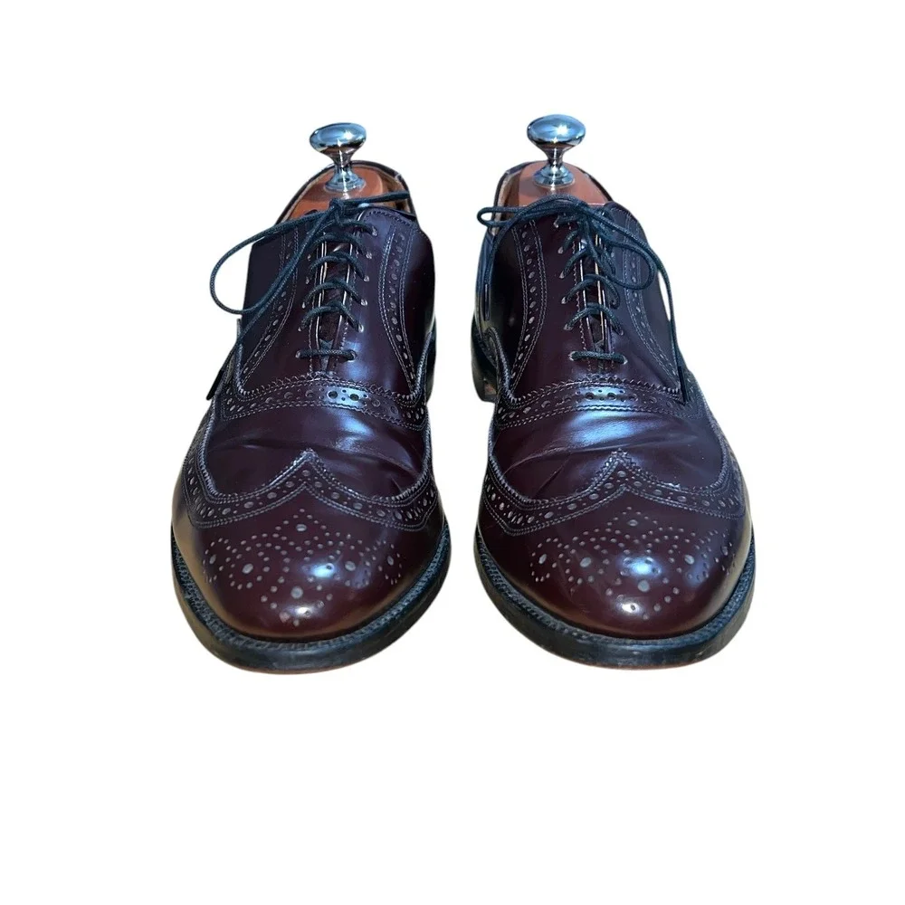 Allen Edmonds Lloyd Wingtip Oxford Mens 12 Burgundy Leather Brogue Dress Shoes